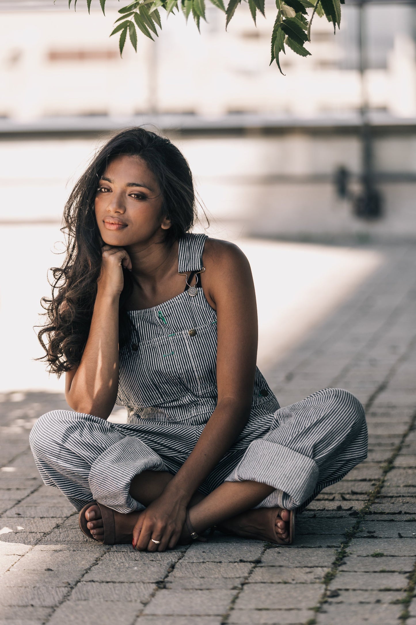 Women's Stripy Dungarees